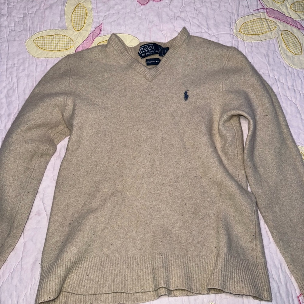 Ralph Lauren Beige V-Neck Sweater